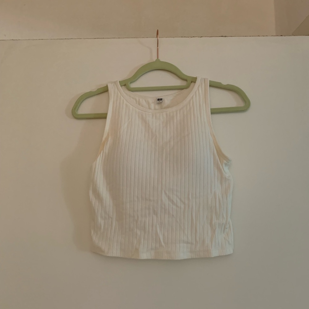 Sleeveless Ribbed White Top